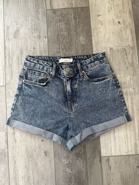 TGLA Denim Shorts 25 Cuffed Hem Medium Wash 3” Inseam High Rise